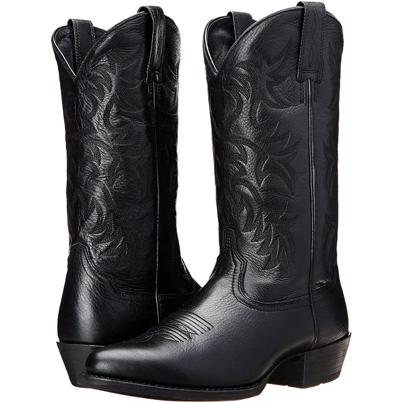 Quality Tall Embroidered Retro Sleeve Men's and Women's Wide-Headed Western Cowboy Boots Size 38-48 Men Casual Boots Comfortable