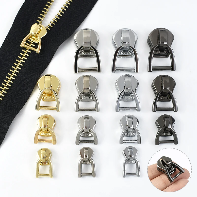 5/10Pcs Meetee 3#5#8#10# D Ring Zip Slider for Metal Zipper Tape Bags Pocket Wallet Zips Heads Sewing Replacement Accessories