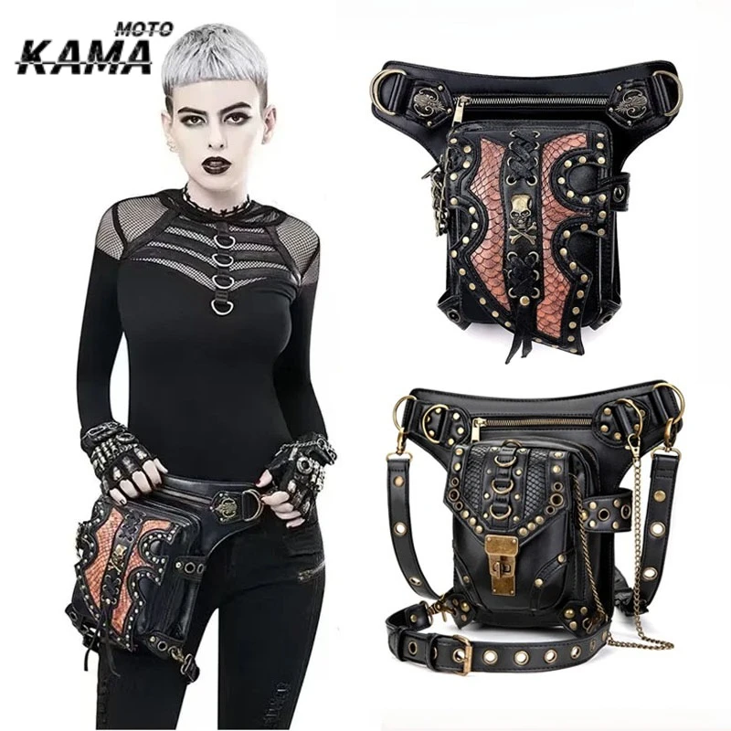 

Hot SKULL Motorcycle Drop leg Thigh Bag Men Waist Bags Women Steampunk Crossbody Motorcycle Thigh Hip Belt Pack Shoulder Bags