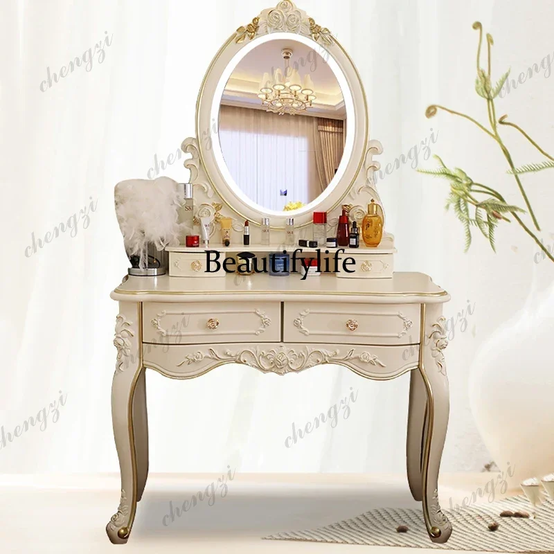 F182  Aesthetic Dressing Table Design Vintage White Modern Dressing Table Texture Cabinet Coiffeuse De Chambre Home Furnit
