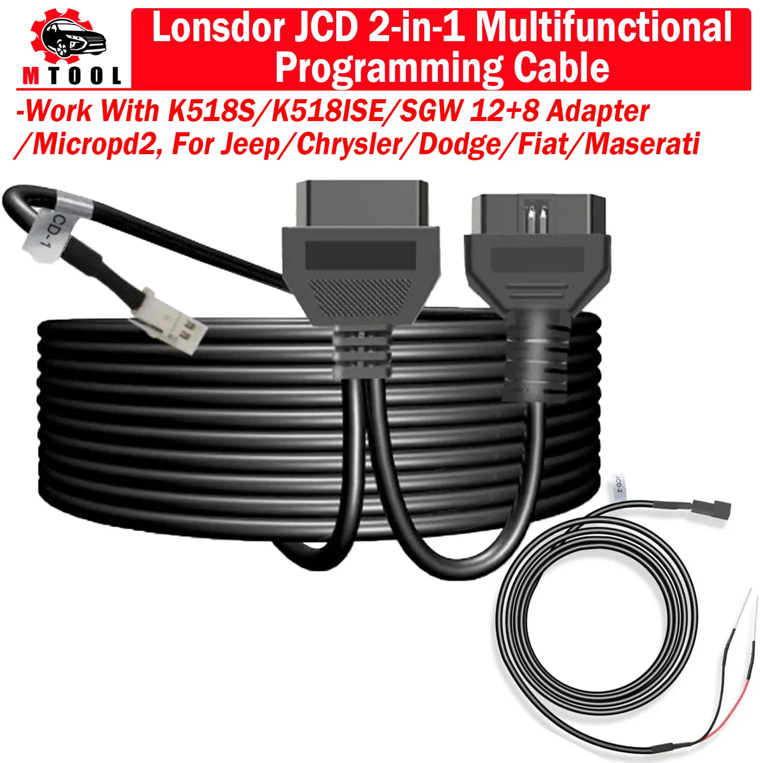 

Lonsdor JCD 2-in-1 Multifunctional Programming Cable for Jeep/ Chrysler/ Dodge/ Fiat/ Maserati Work with K518S SGW Micropod2