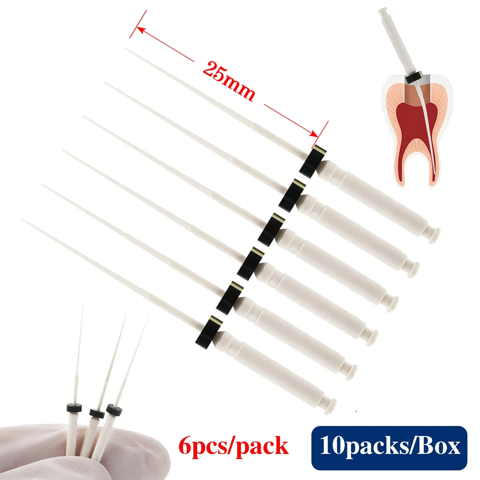 10Packs/60Pcs Dental Endodontic Finishing Files 21mm Taper Endo Files for Root Canal Cleaning