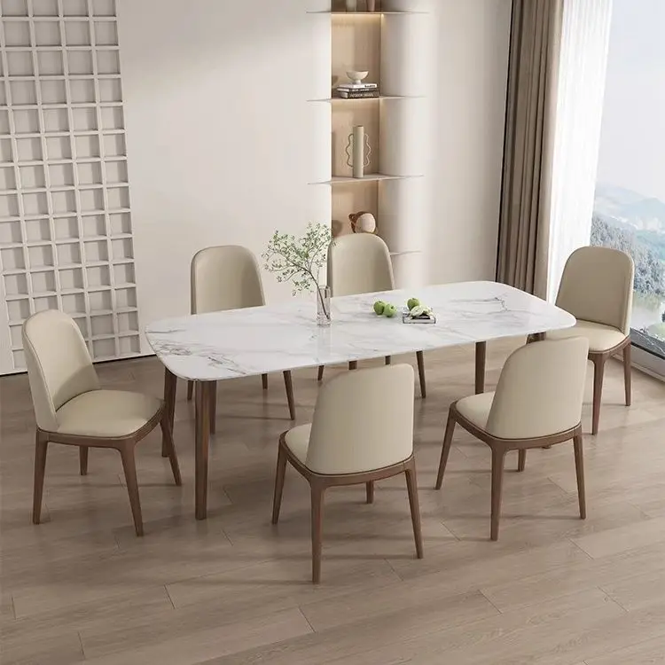 Solid wood chair Soft bag backrest, home dining table and chair Simple and luxurious modern dining chairs in Nordic restaurants