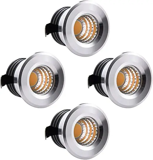 

4-Piece 12V 24V 30mm Recessed LED Spotlight Down Light COB 3W with Power Supply House Cabinet Light Bathroom Mirror Light