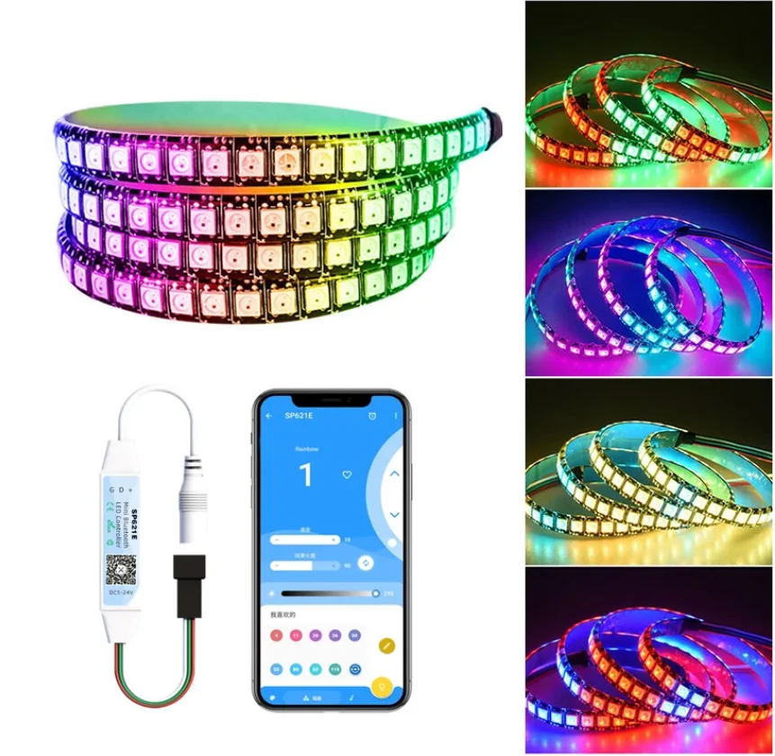 Mini contrôleur de Pixel LED SP621E, Bluetooth DC5-24V, contrôle par application, USB/DC pour WS2811 WS2812B SK6812, bande LED couleur de rêve, 5 pièces