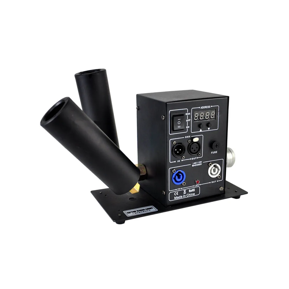 Special Effect Event 1 2 Barrels DMX512 Control Cannon Co2 Jet Fog Machine For Stage DJ Disco Bar Nightclub With 6m Gas Hose