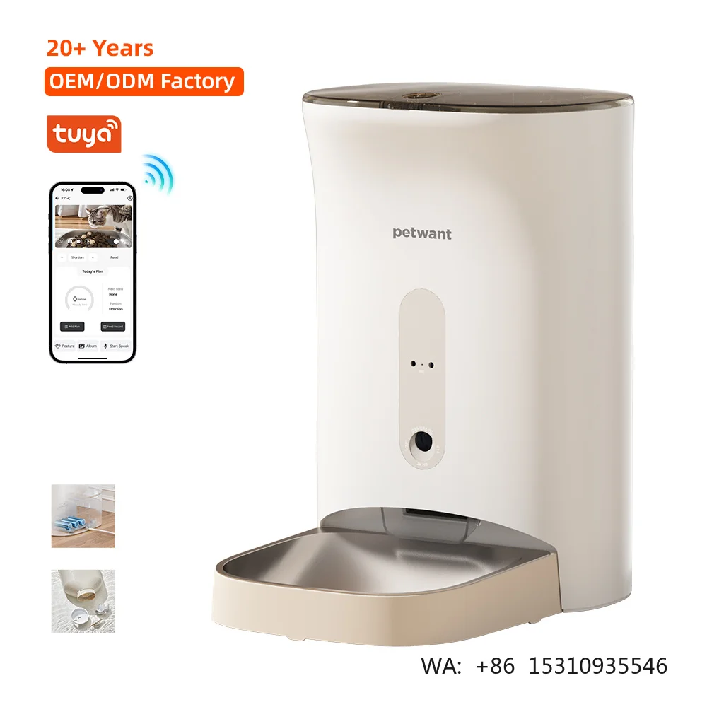 Petwant 4.5L Smart Pet Feeder Camera Wifi Tuya Smart Mobile Phone App Remote Control Automatic Cat Dog Pet Food Feeder