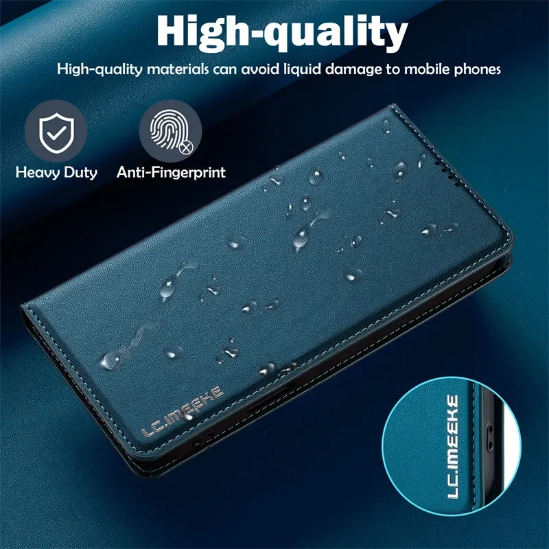 

LC.imeeke Флип-кожаный чехол для телефона iPhone 17 Pro Max 16E 16 15 14 Plus 13 12 11 XS X XR Магнитный чехол-кошелек для карт Coque Etui