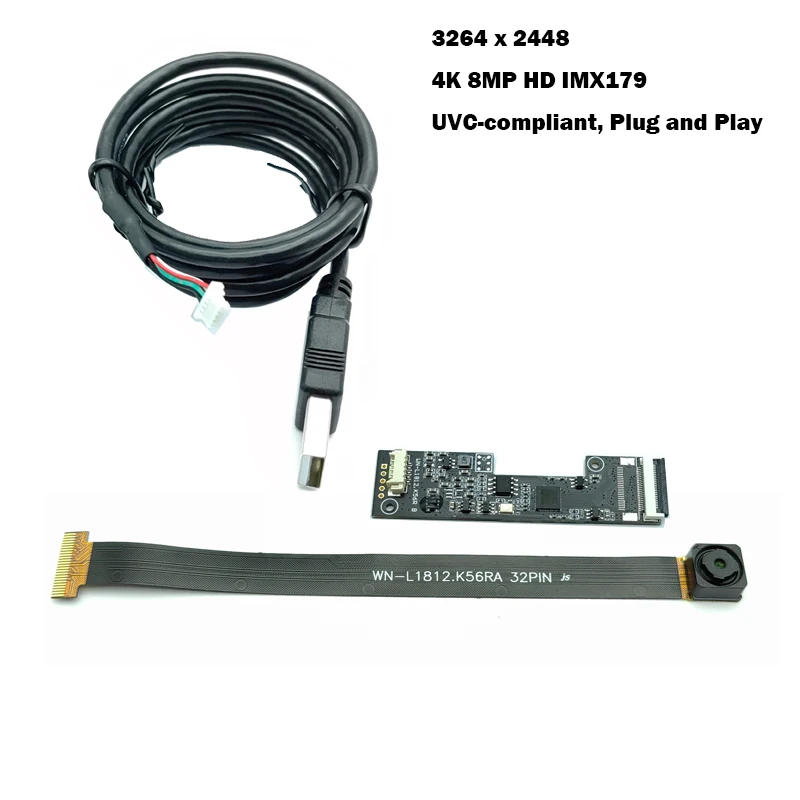 8MP HD IMX179 USB2.0 Camera Module 3264x2448 AF 75° UVC Protocol OTG Soft Board Split For Product Vision Document scanning