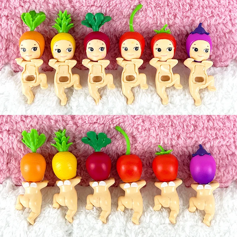 Sonnyed Angels Harvest Series figuras de Anime de frutas y verduras, muñecos de adornos, figuras de animales Kawaii, regalo para fanáticos de los niños