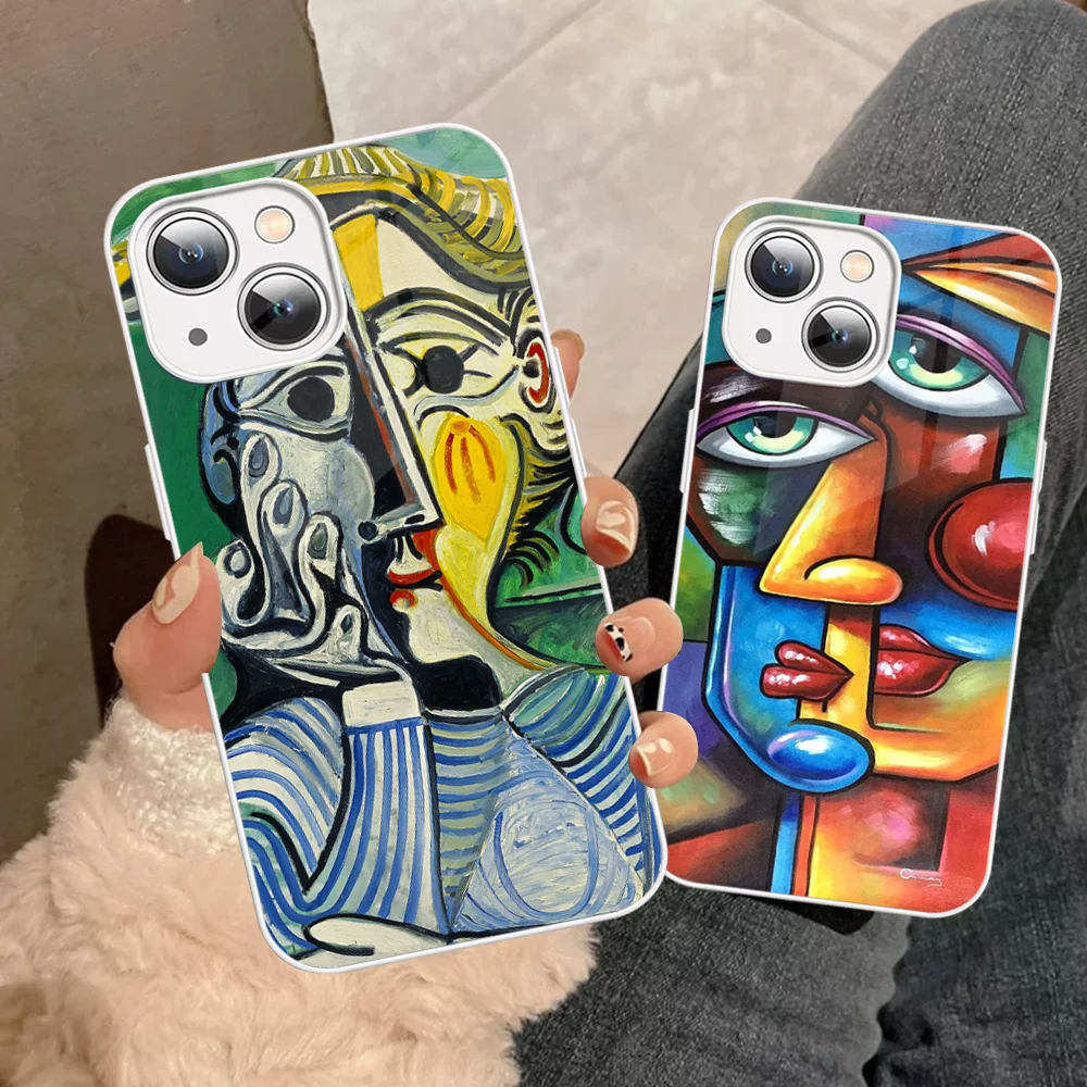 Picasso Abstract Art Painting Phone Case For iPhone 14 13 12 Mini 11 Pro XS Max X XR 14 Plus Tempered Glass Cover