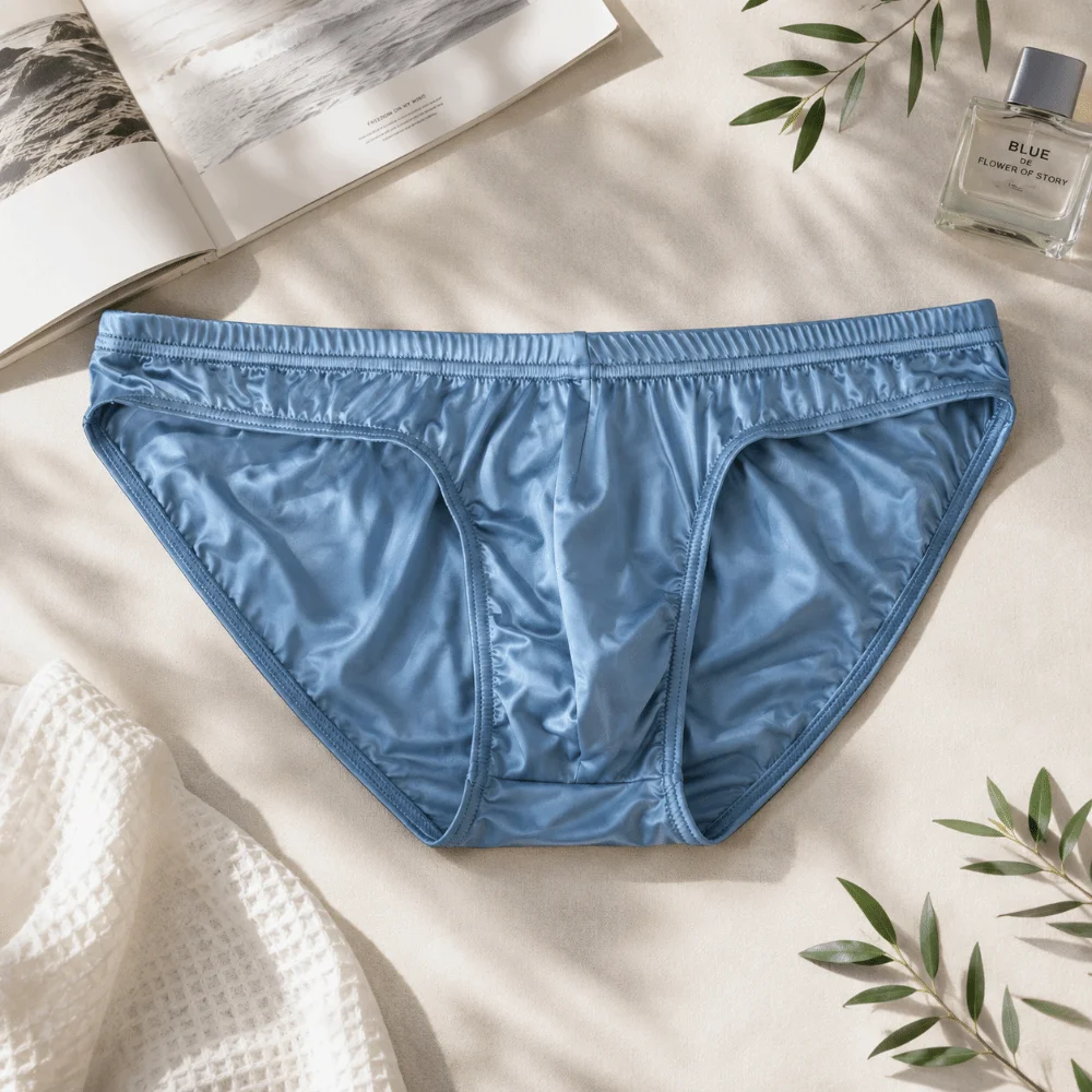 Gifts Smooth Men's Underwear Low Waist Bulge Pouch Triangle Briefs Lingerie Breathable Satin Silk Panties Exercise