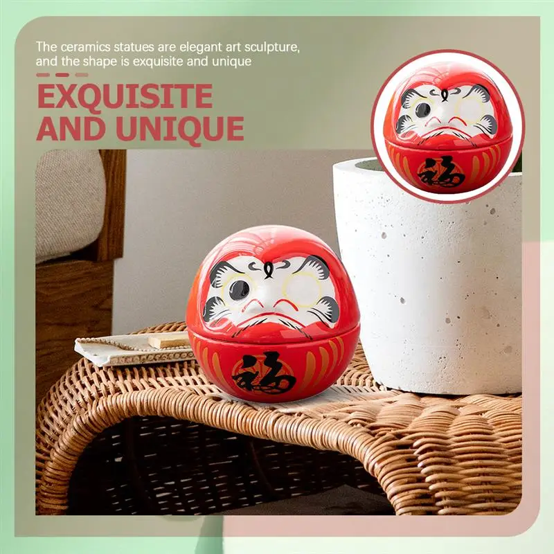 2 sztuk ceramiczne lalka Daruma Daruma statua ozdoby na biurko Holiday Home Decor jajko Tumbler, kot na szczęście, japoński wystrój