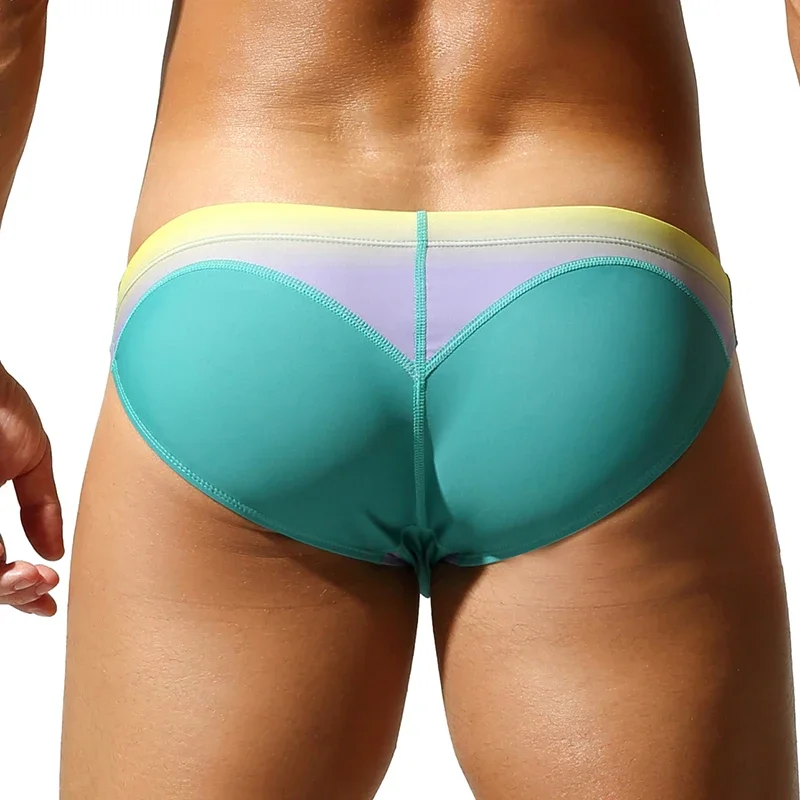 SEOBEAN Men's Gradient Color Low-Rise Bikini Swim Briefs Swimming Trunks image 4