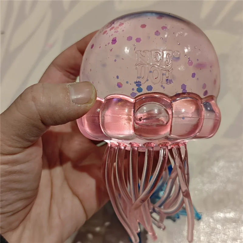 Needoh Jellyfish Squid Large Toy Soft Glitter Squishy Stress Relief Fidget Calm Down Maltose Slow Rise Toy For Autism ADHD Gift
