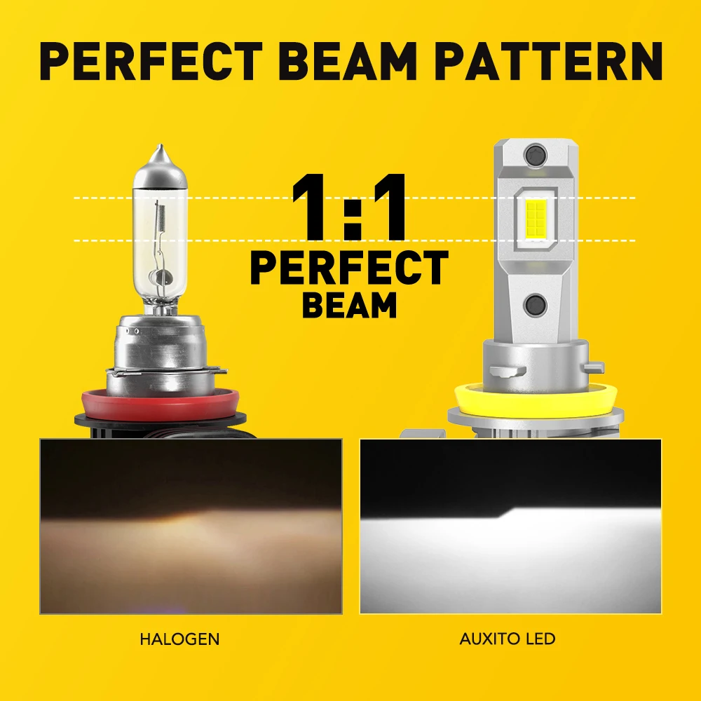 AUXITO 2Pcs H8 H11 LED Headlight Bulbs Canbus 9005 HB3 9006 HB4 H9 LED Fog Lamp 50W 12V for Toyota BMW E46 VW Golf Mercedes Ford