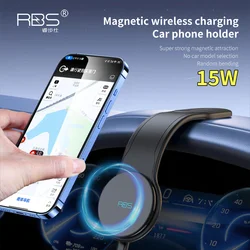 15W  Car Mount Charger Wireless Car Charger Magnetic Stand in Car Magnets For iPhone Magsafe Bendable Cell Phone Holder