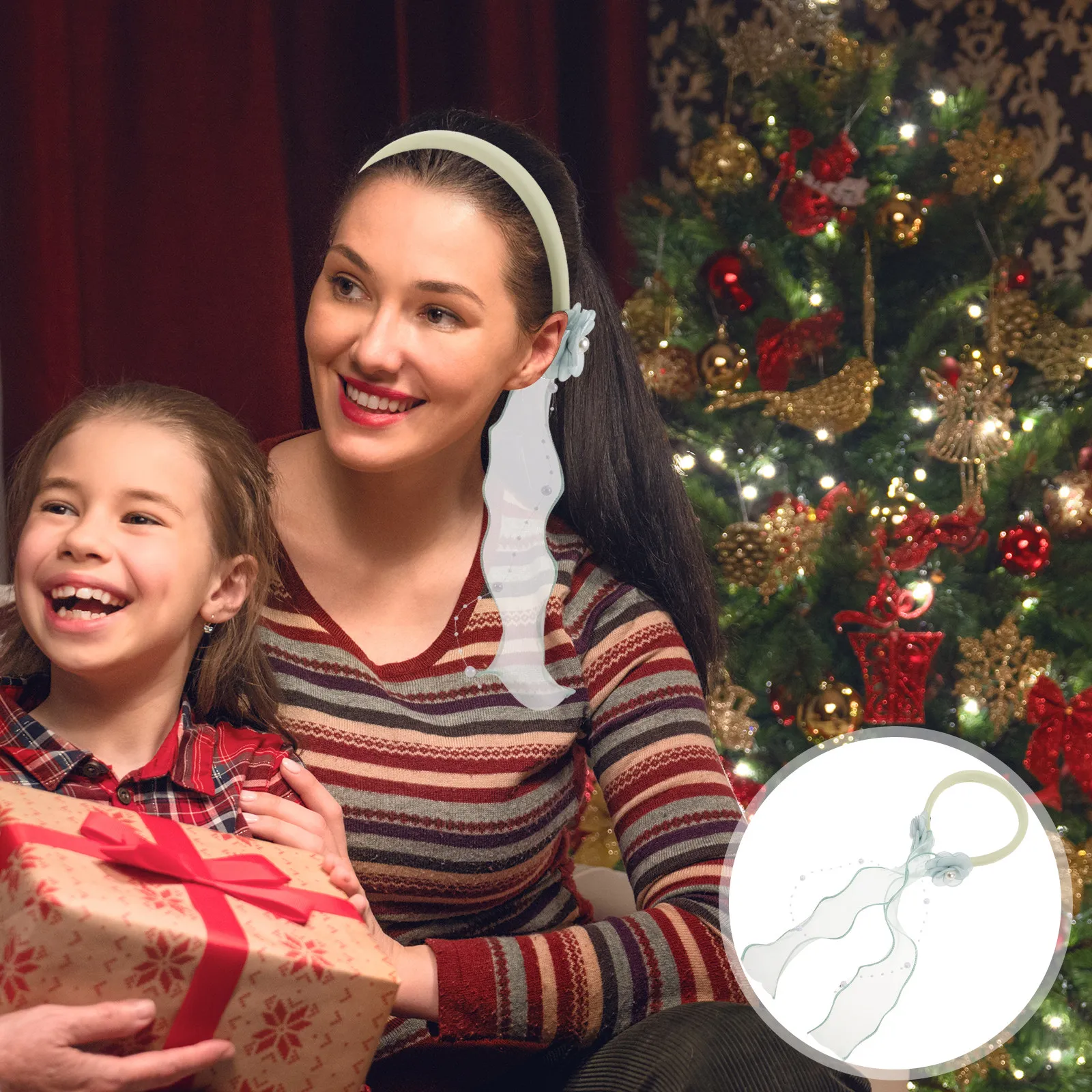 

Floral Mesh Headband Delicate Simulated Flower Decoration Lightweight Breathable Headband for Women Floral Headpiece Summer