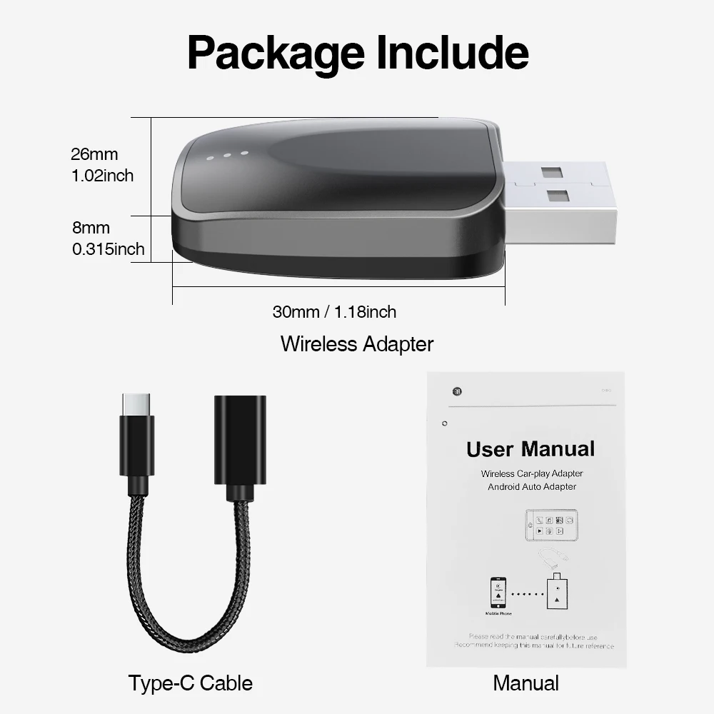 2025 NEZANEZA 2 in 1 Wireless CarPlay Adapter for OME Wired to Wireless CarPlay Android Auto Plug and Play for VW Honda Toyota