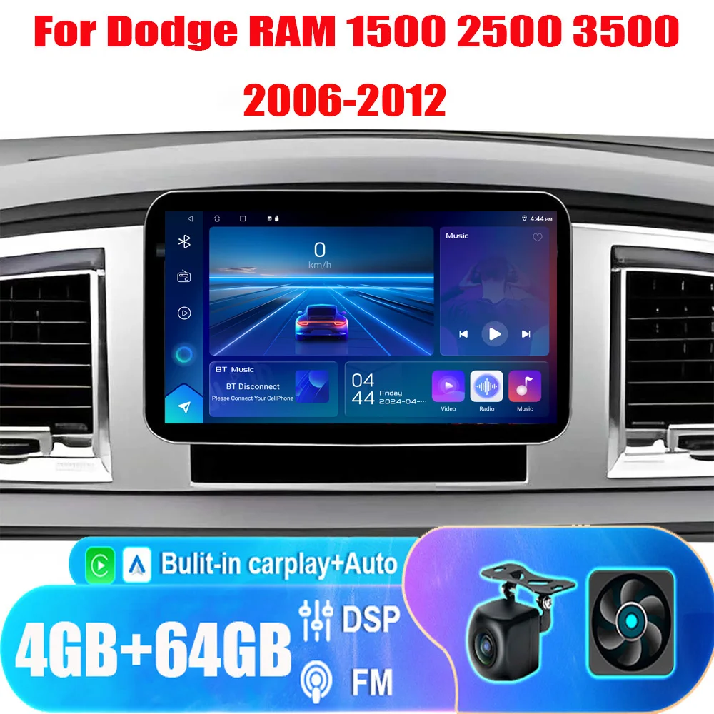 

10" 4+64GB Car Radio For Dodge RAM 1500 2500 3500 2006-2008 Wireless Carplay Head Unit GPS Reversing Image