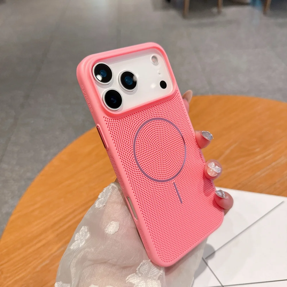 حافظة مغناطيسية قابلة للتنفس لهاتف آيفون 17 إير 16 15 برو ماكس 14 بلس 13 12 11 حافظة صلبة لامعة مضادة للصدمات لهاتف Magsafe #3