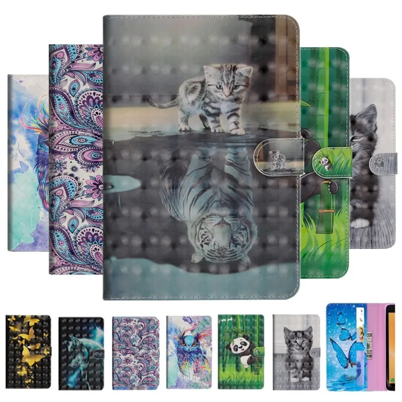 Urocze etui 3D Cartoon Case dla Samsung Galaxy Tab A 8.0 P200 P205 SM-P200 SM-P205 z piórem S Pen 2019 8 Etui PU Leather Stand Cover New