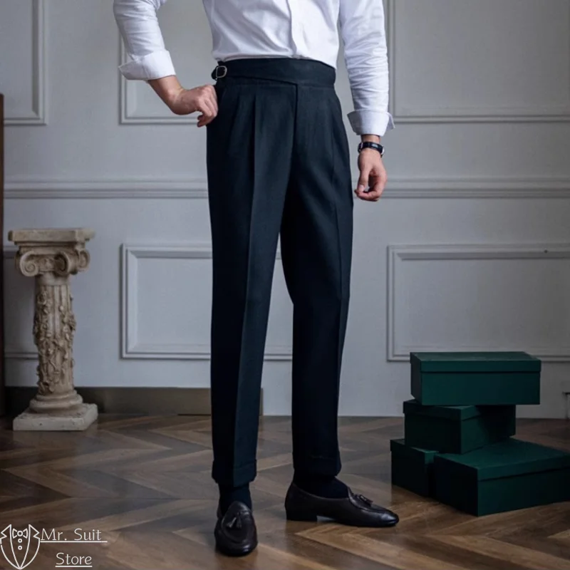 

Classic ltalian Straight Casual Leg Suit Men Pants British Vintage Style Simple Business Wedding Suit Skinny Trousers Tailored