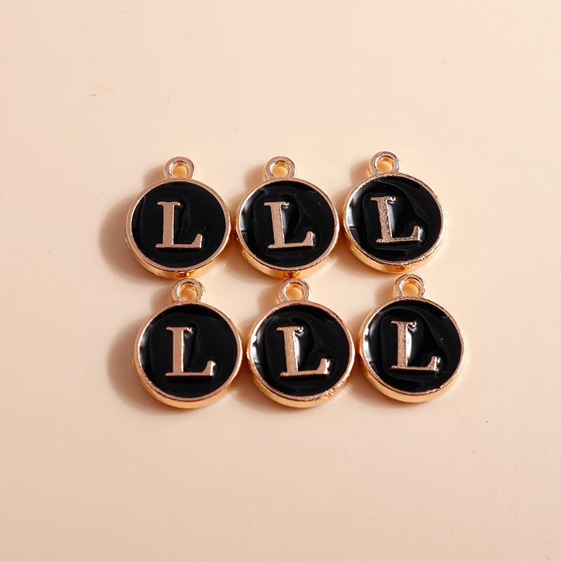 20 Stück 12x15mm Niedliche Schwarze Emaille A-Z 26 Alphabet-Buchstaben Anhänger für Schmuckherstellung Ohrringe Halsketten DIY Bastelzubehör – Detail 14
