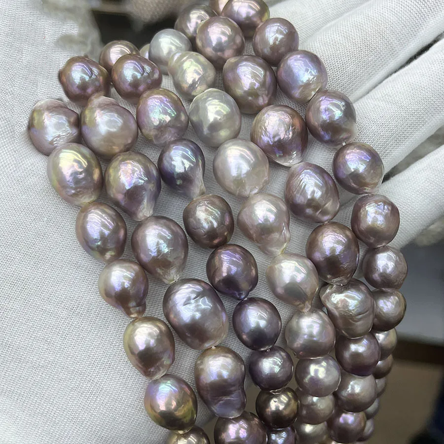 Genuine Natural Freshwater 12-15mm Edison purple pearl strands loose beads women lady jewelry DIY