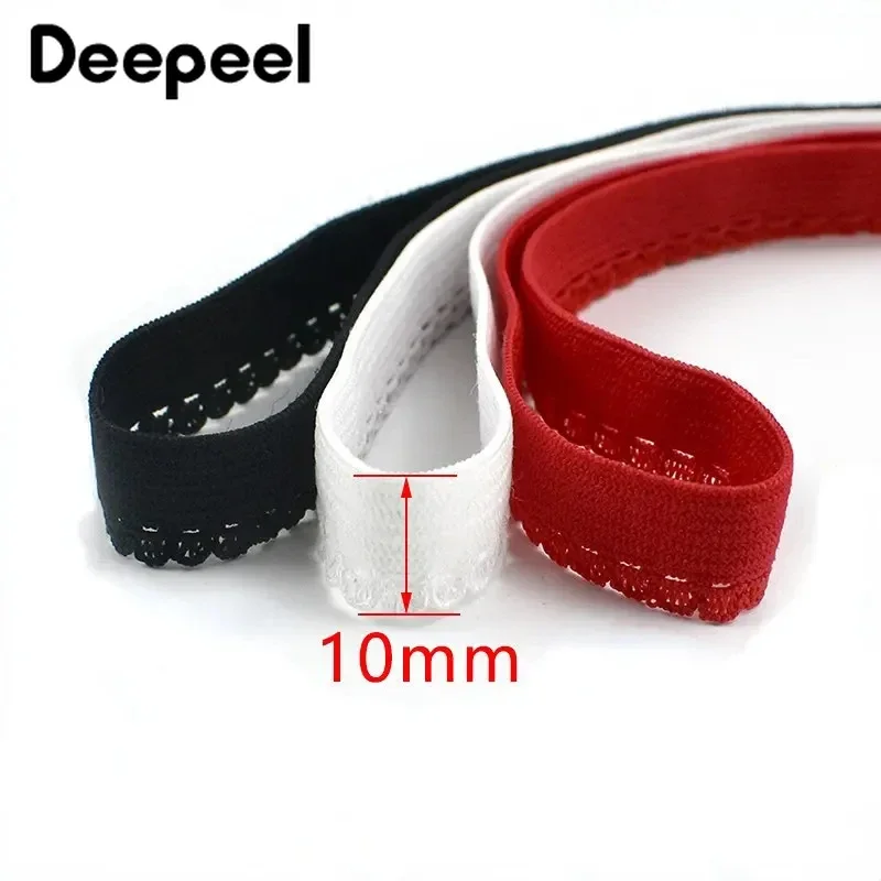 10/30/50M Deepeel 10mm Bra Lace Elastic Band Underwear Strap Rubber Bands Garment Stretch Ribbon Sewing Decoration Accessories