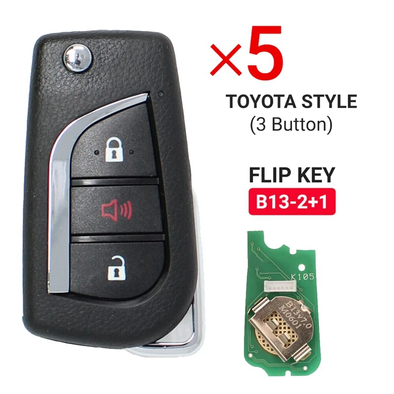 5Pcs KEYDIY B13-2+1 Universal 3 Button B-Series KD Car Remote Control Key For KD900 KD900+ URG200 KD-X2 Mini For Toyota