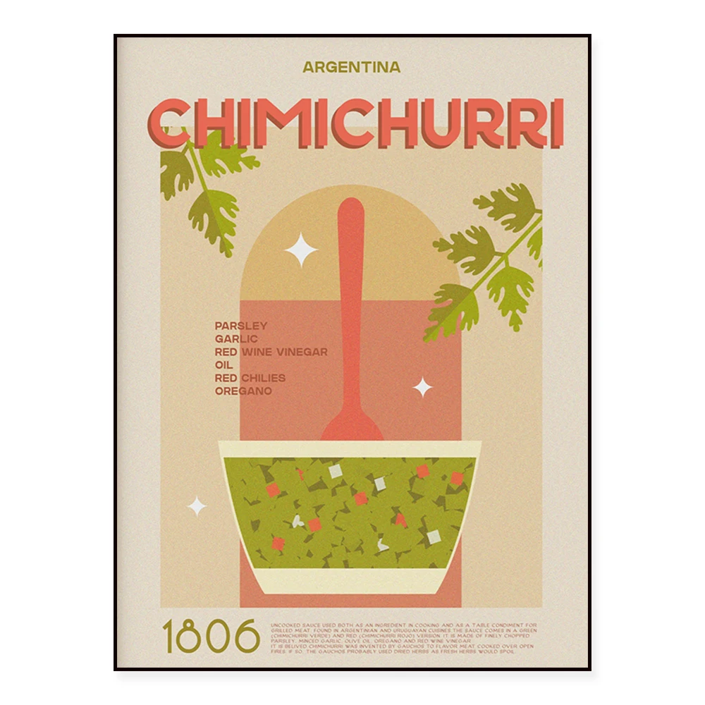 Chimichurri, Pisco Sour Art Print, pôster vintage de decoração moderna de cozinha
