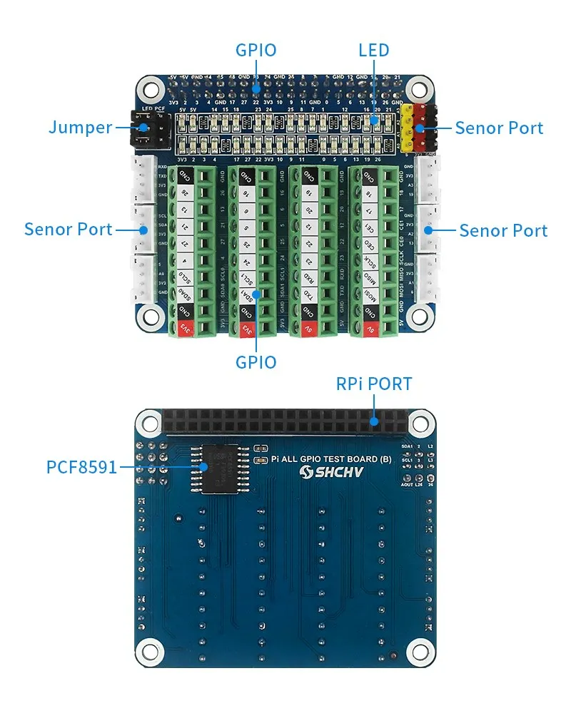 Scheda di espansione Raspberry Pi GPIO modulo PCF8591 LED scheda di prova sensore ADC/DCA integrata per Raspberry Pi 4B 3B CM4