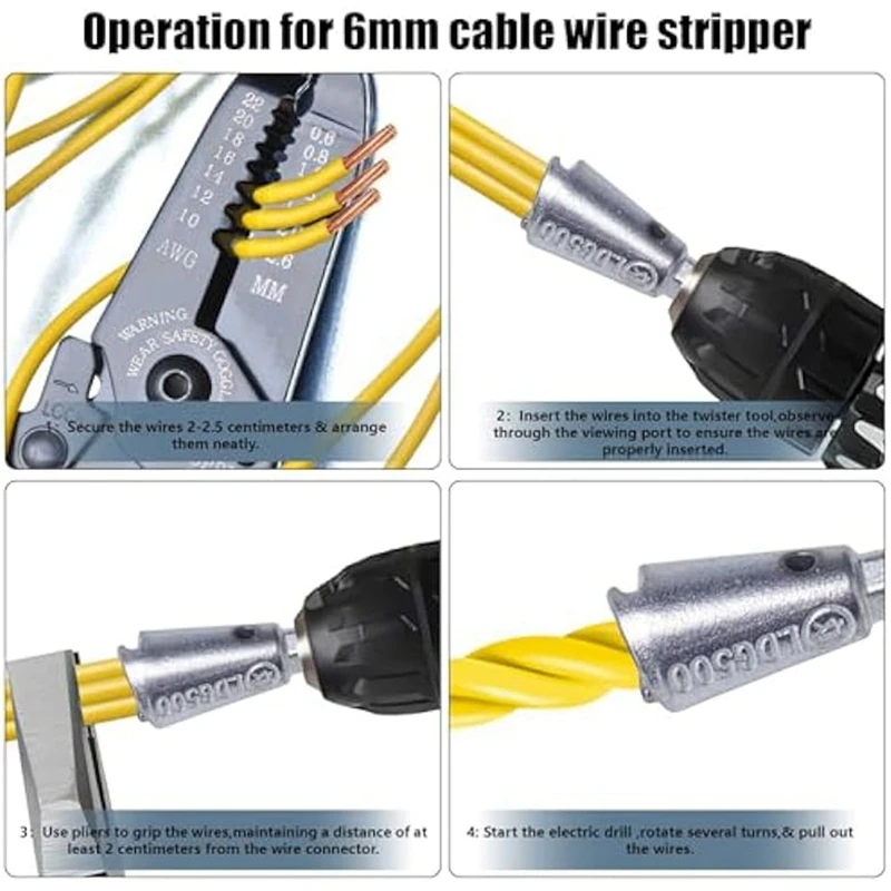 ABSJ-3Pcs ลวด Twister เครื่องมือและ NUT Twister เครื่องมือ,3/5 WAY Wire Stripper สําหรับเจาะ, สายไฟตัดและบิดเครื่องมือ