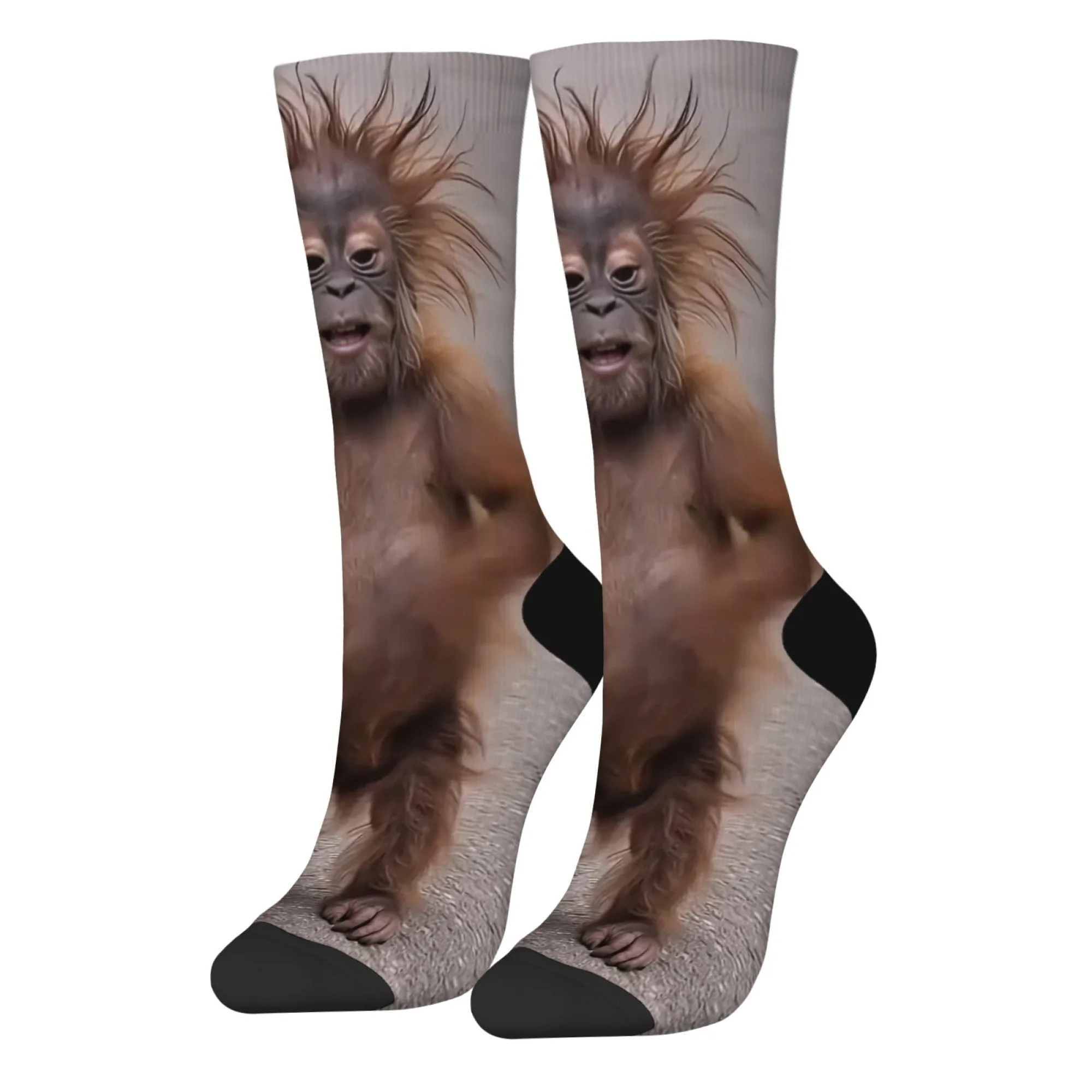 Novel and Quirky Realistic Monkey Print Men's Socks Comfortable Breathable Soft Socks Street Fashionable Funny and Retro Socks view 3