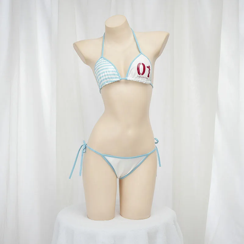 

Anime Leather Bikini Set Japanese Cute Girl Cosplay Costume Mini Underwear Backless Bandage Nightwear Cartoon Swimsuit Outfits