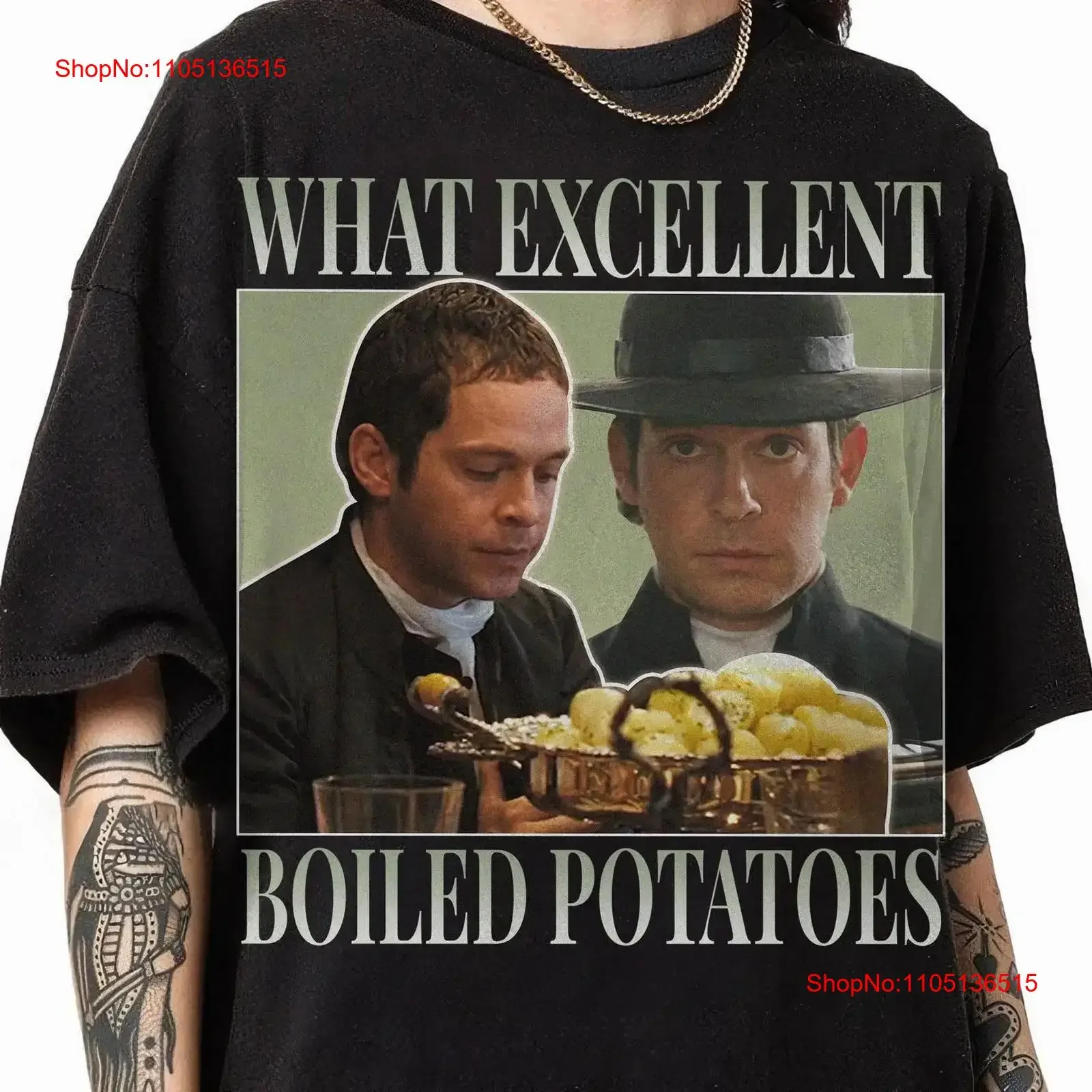 Boiled Potatoes Funny Meme Pride and Prejudice T Shirt Fitzwilliam Darcy B vintage Washed homme Versatile Comfortable Soft