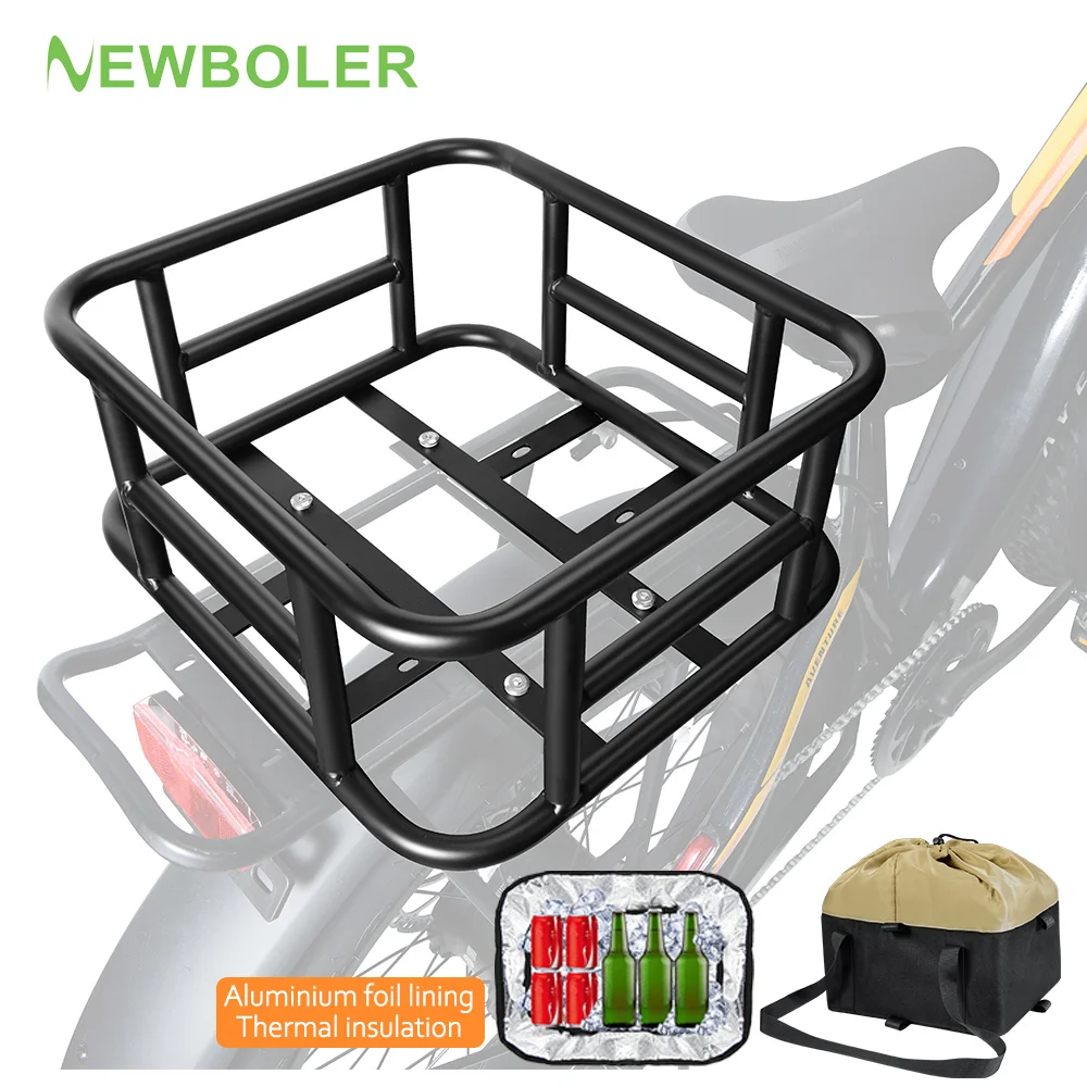 Rear Bike Basket Bicycle Cargo Rack Bag Large Capacity Fron E-Bike Basket Bike Baskets Rear Rack for Outdoor Travel Shopping