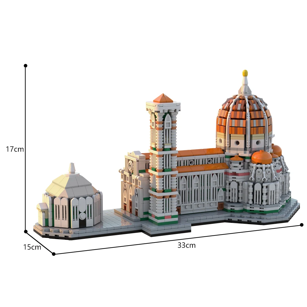 وحدات بناء MOC-Cathedral في سانتا ماريا ديل فيوري ، منظر كلاسيكي للشارع ، قلعة معمارية ، لعبة طوب ، هدية للأطفال