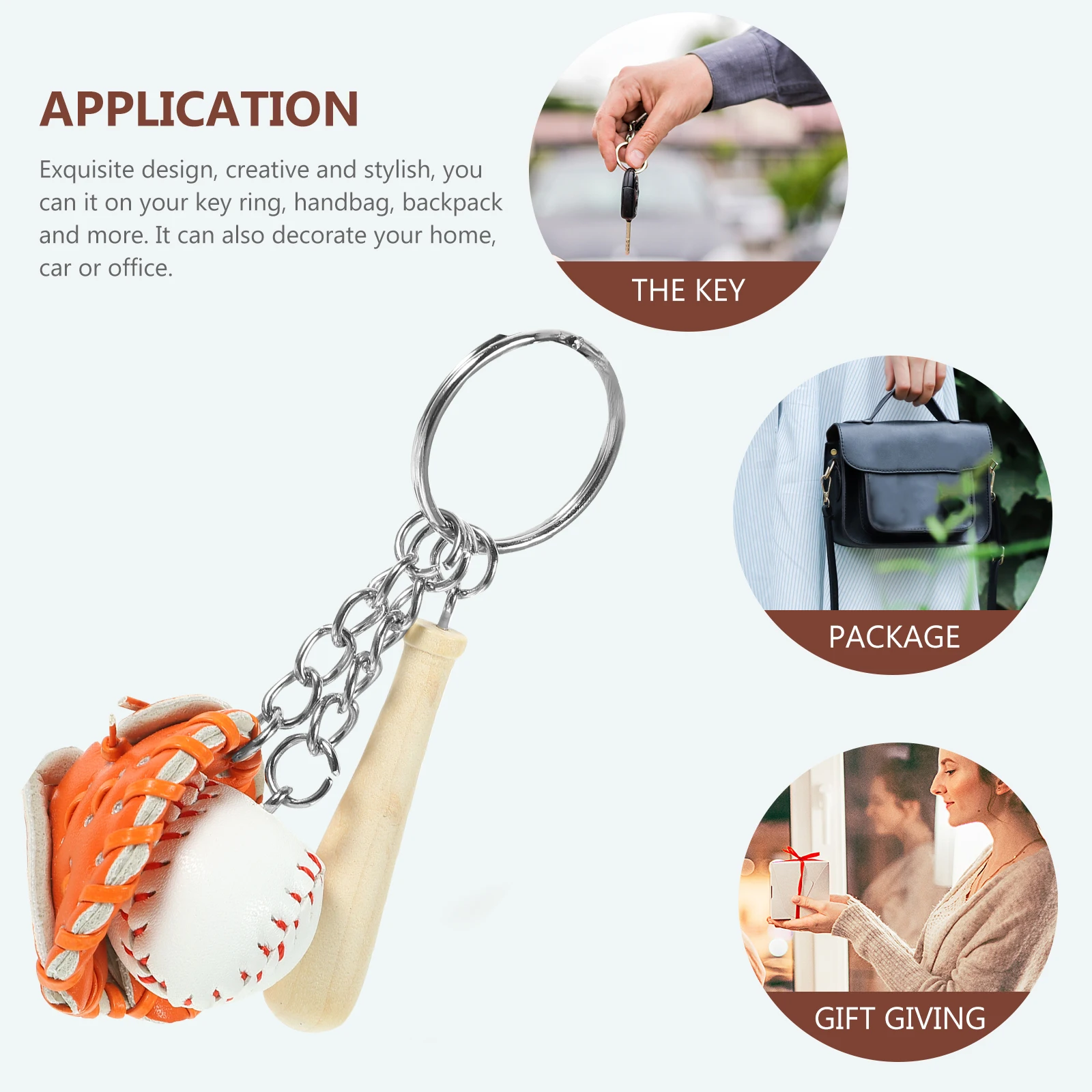 

6 Pcs Baseball Keychain Pendant Charm Backpack Accessories Keychains for Boys Fashion Ring