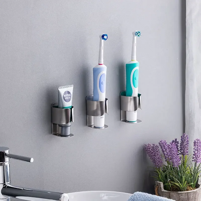 Electric Toothbrush holder Toothpaste Organizer Stand Rack Stainless Steel Wall-Mounted Holder For home Bathroom Accessories