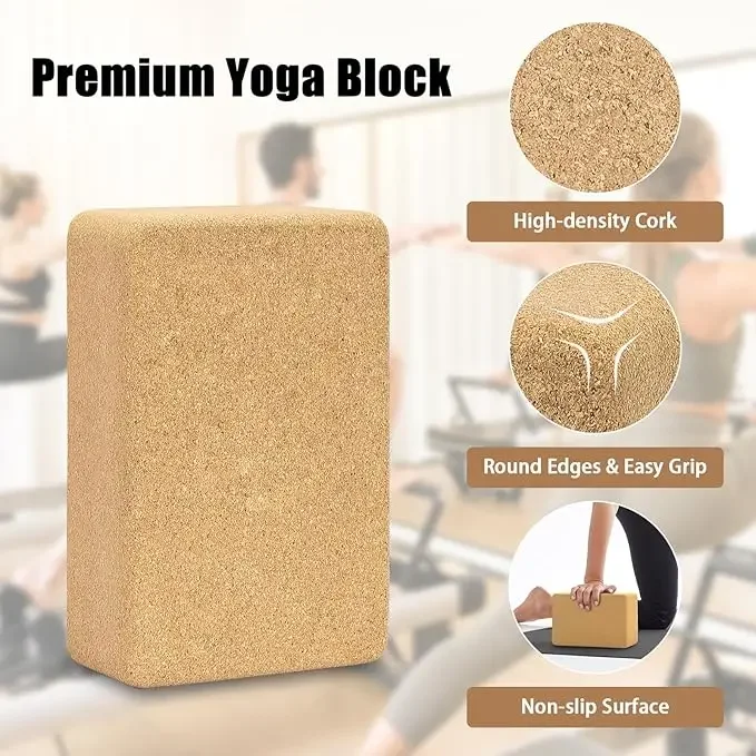 

High Density Cork Yoga Block Fitness Exercise Support Brick 2026