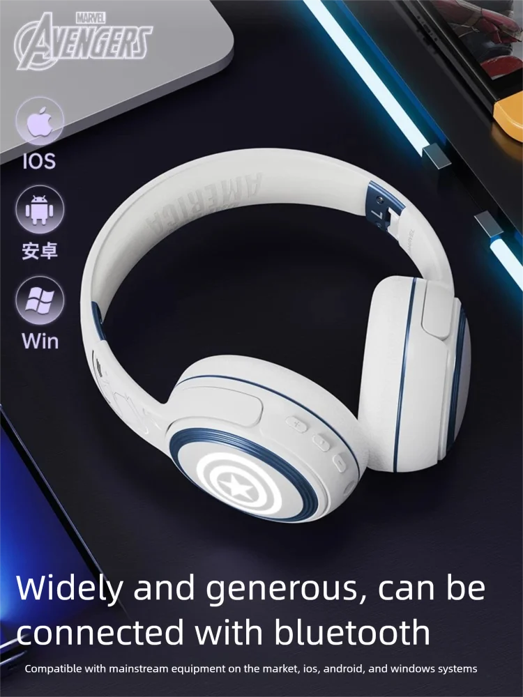 سماعة رأس لاسلكية من MARVEL Collaboration مزودة بتقنية البلوتوث 5.3 فوق سماعات الرأس معززة بحجاب 40 مم وسماعات الكمون المنخفض للغاية