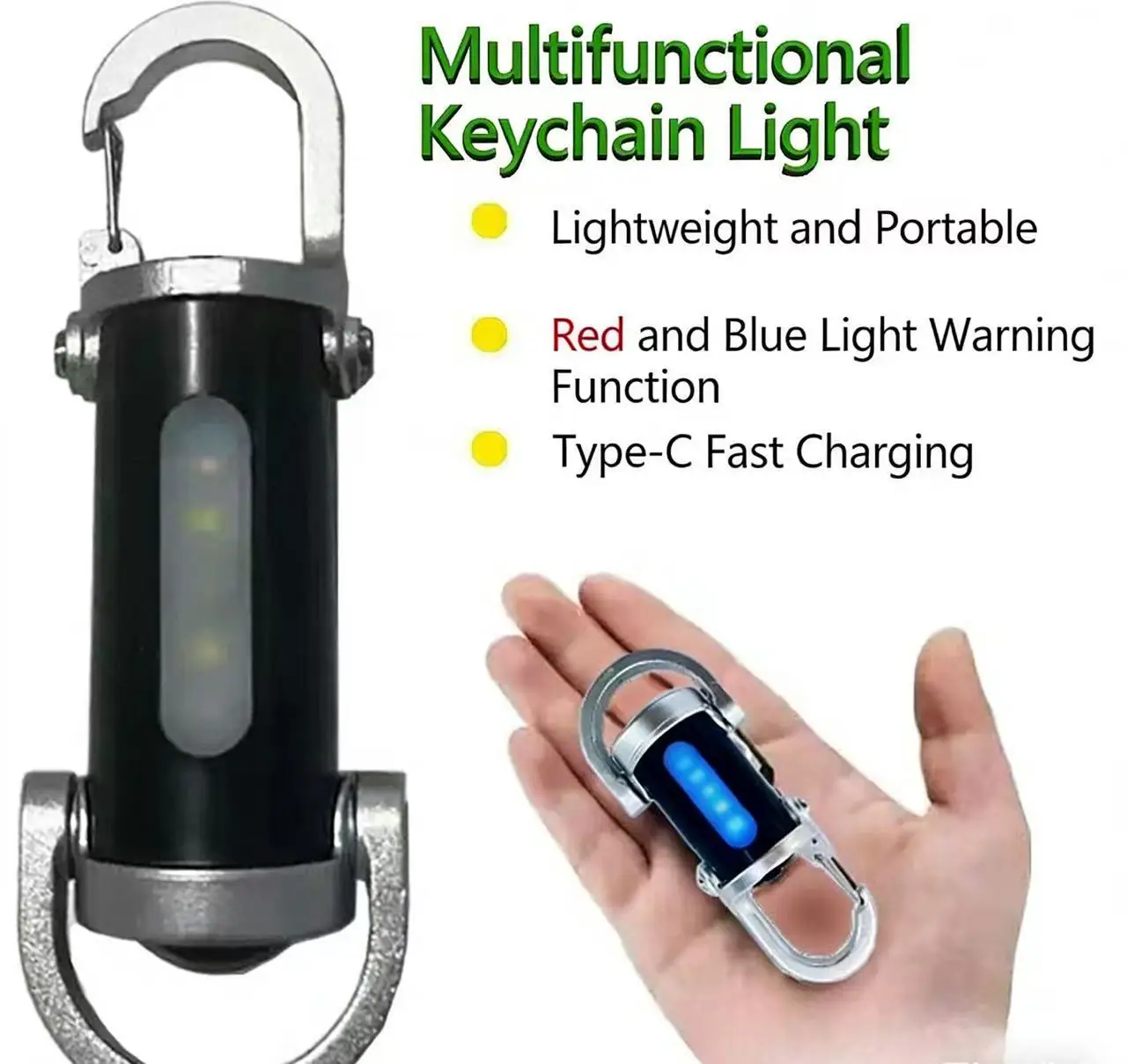 Portable Keychain Flashlight, Multifunctional Emergency Charging Light Night Lamp Waterproof High Brightness COB Emergency Light