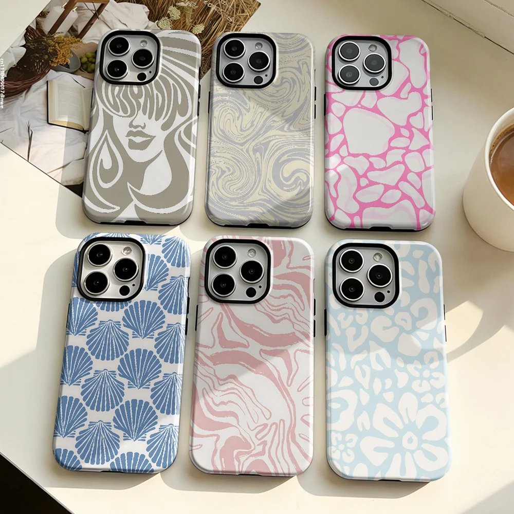 Clmj Seashell Flower Phone for Samsung Galaxy A56 A36 A26 S26 S25 S24 S23 S20FE Ultra Plus 4G 5G Luxury Double-layer Back Cover