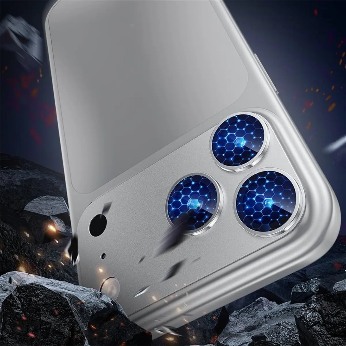 A86G NEW For 17 Lens Film Integrated Armor 17Air Positioning 17 Pro Max Metal Lens Film Full-Inclusive Suitable Orange