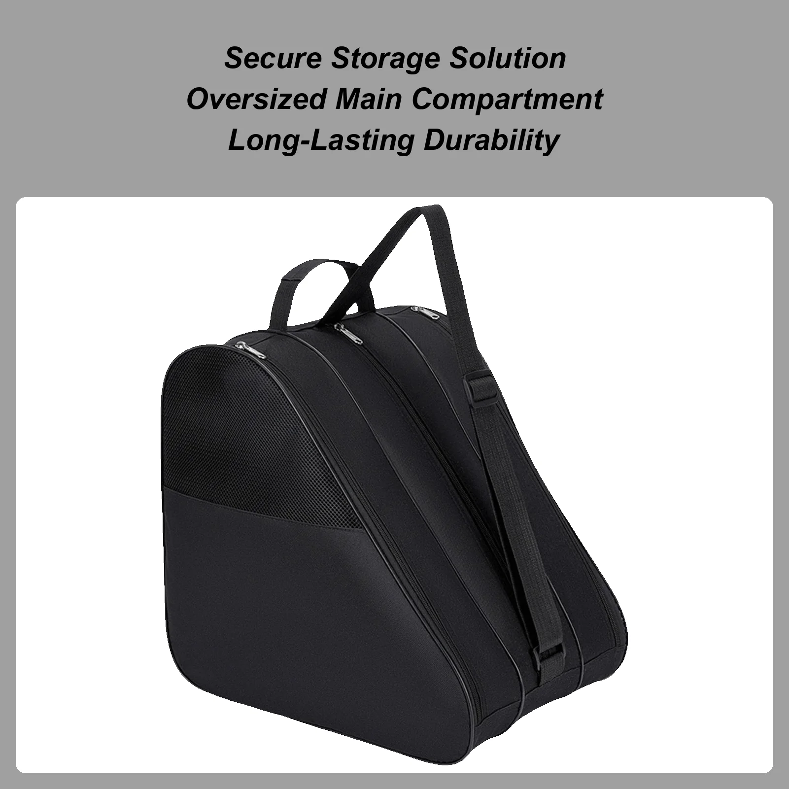 

Multifunctional Roller Skate Bag Triangle Sports Gear Backpack with 3 Pockets Large Capacity Ice Skate Bag for Commuting Match