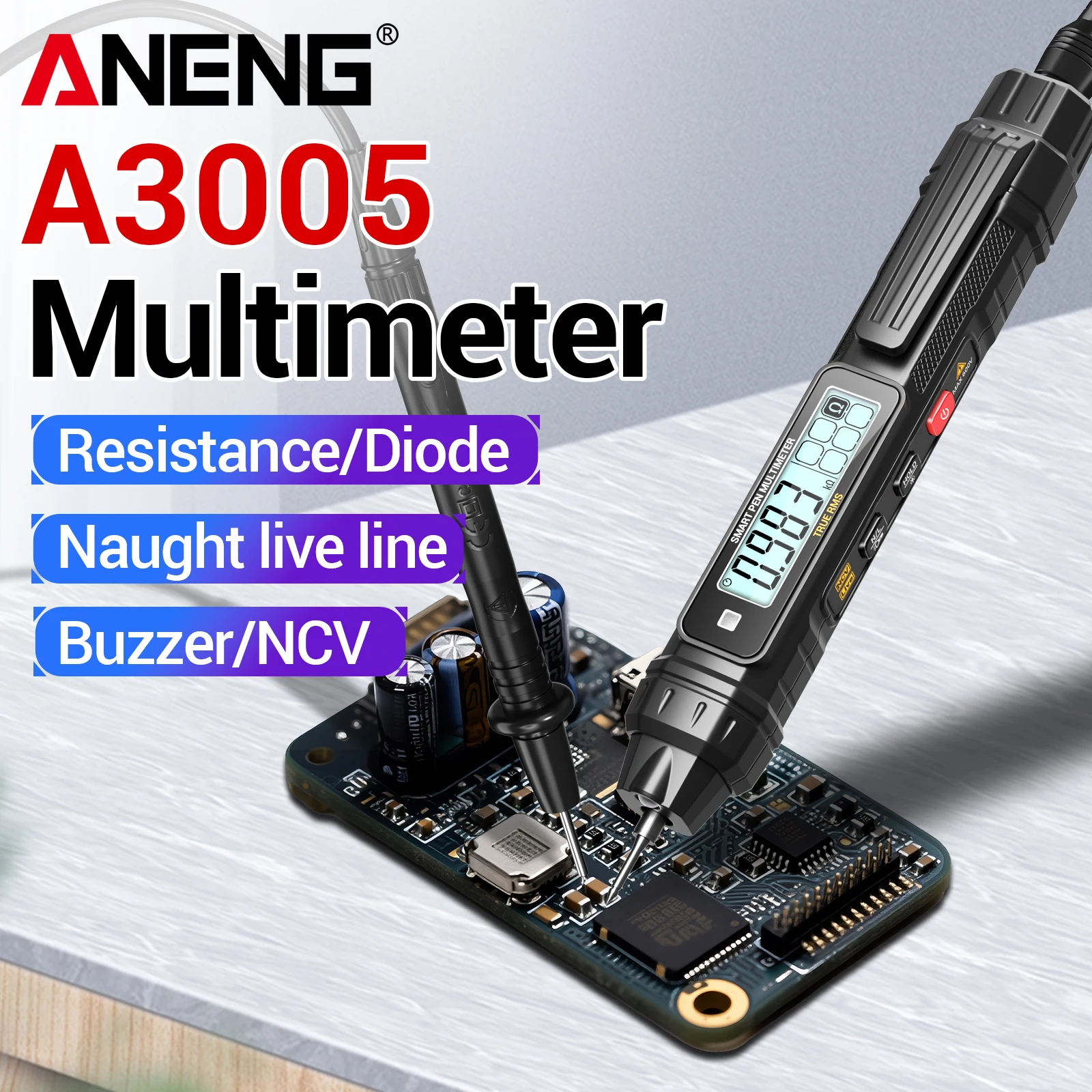 ANENG A3005 Elektriker-Spezialmultimeter im Stiftformat mit NCV-Induktionsmessung, Nullleiter-Erkennung und Wartungswerkzeug