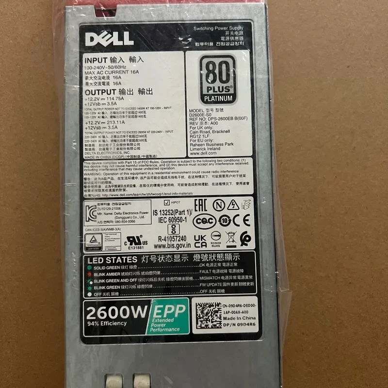 for DELL C6520 C6400 Server Power Supply D2600E-S0 D