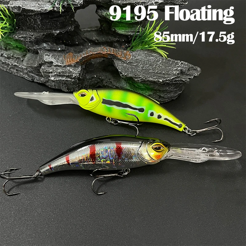 Przynęty wędkarskie typu crankbait, pływające, 85mm, 17.5g, imitujące rybki, głęboko nurkujące, swimbait, do połowu w wodach słonych, na okonia morskiego, sztuczne, twarde przynęty, wobler, akcesoria.